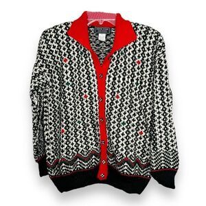 Vintage South 100% Wool Hand Loomed Finished Cardigan Collared Sweater Size SM